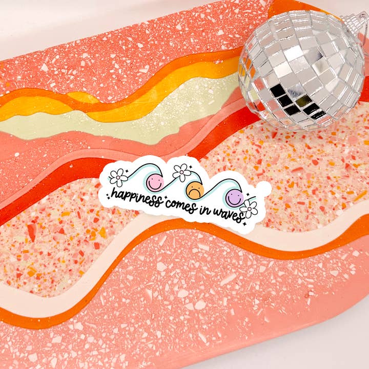 Pegatina de felicidad viene en ondas. para venta al por mayor de amarieacreates