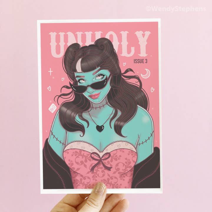 Unholy Zombie Monster Girl Gothic Art Print for wholesale by Wendy Stephens Art
