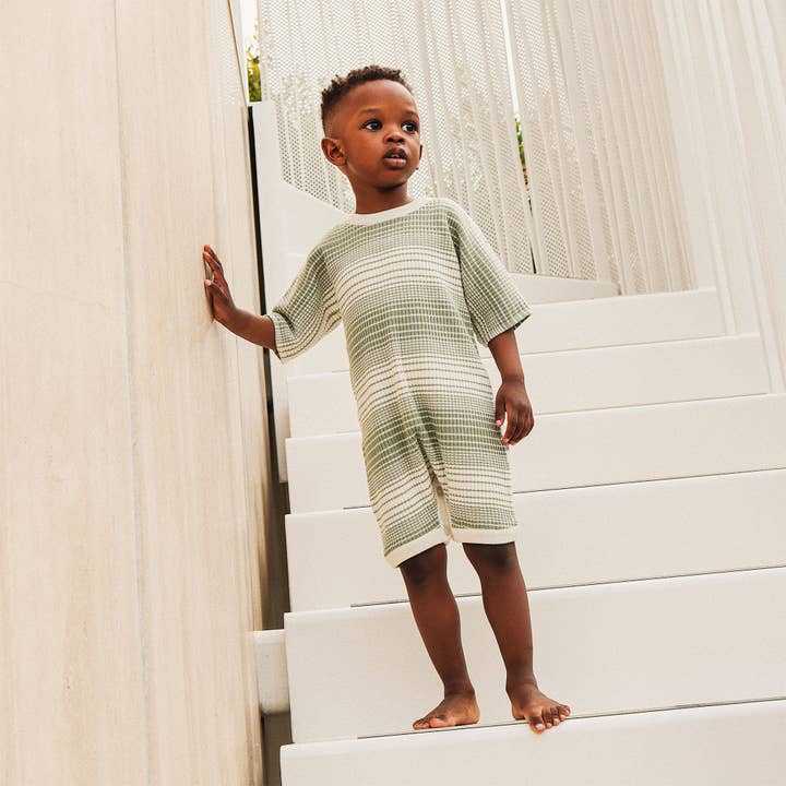 Slouchy Rib Knit Romper - Forest Sage for wholesale on Faire1