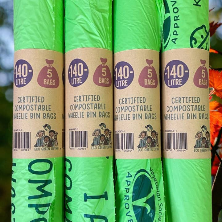Eco Green Living – wholesale Papperskorg/papperskorg – 140L komposterbara avfallspåsar | 1 rulle med 5 påsar | Eco Green Living