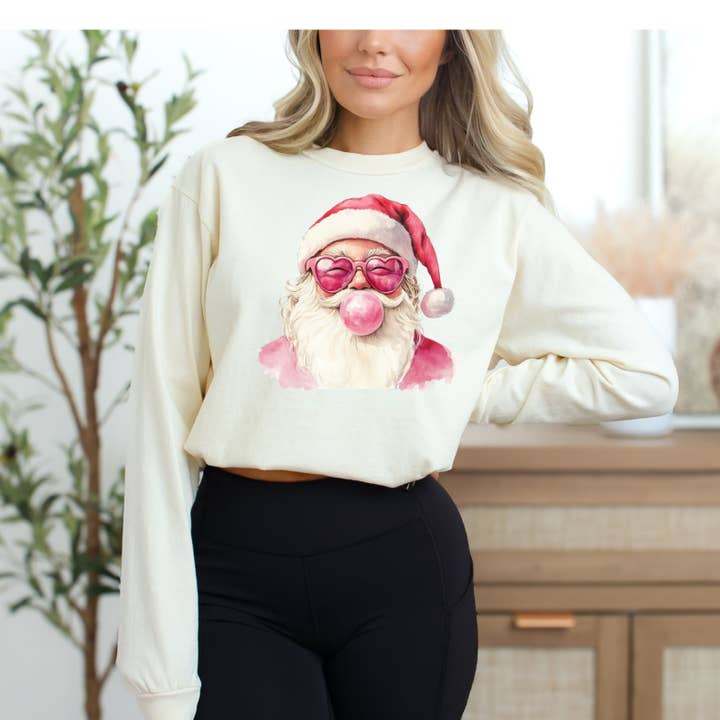 Santa Bubble Gum T-shirt met lange mouwen voor wholesale door Serendipity Tees