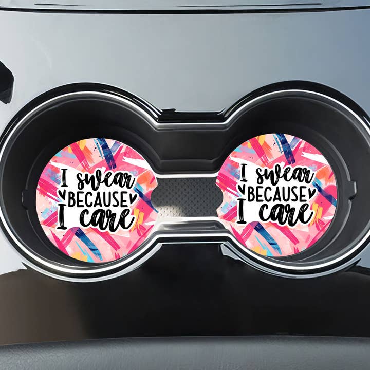 Posavasos para coche con juramentos sarcásticos - Juego de 2 de neopreno para venta al por mayor de Stencil Art Canada