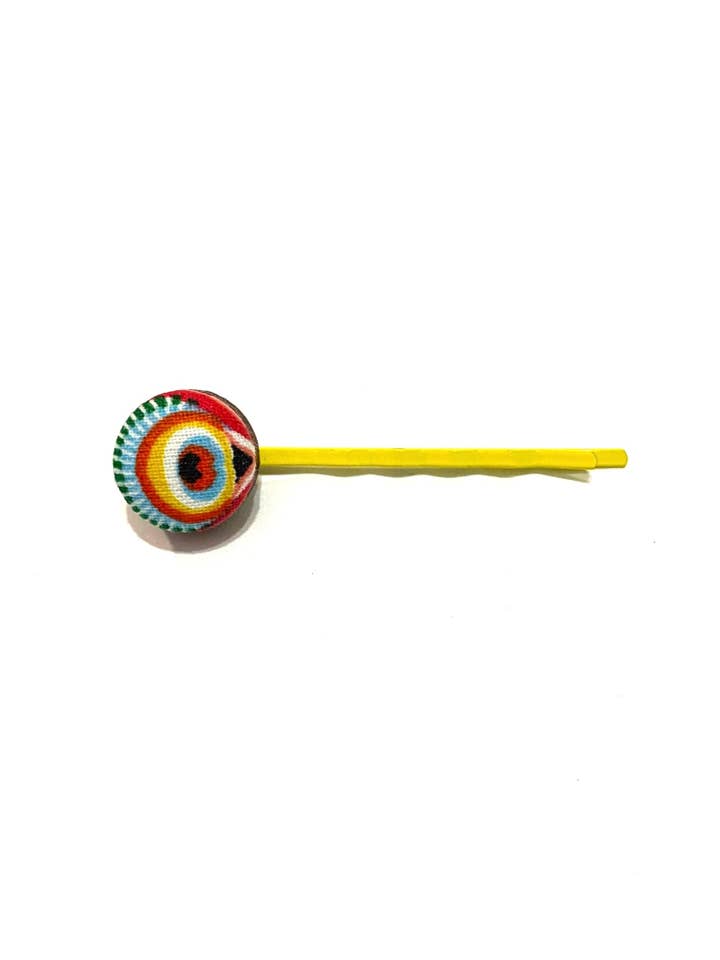 Bobby Pin- Yellow - Peacock for wholesale by Botón de Azúcar