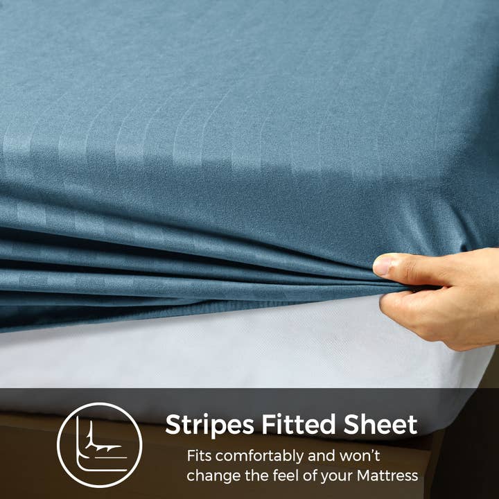 Cotton Passion - Wholesale Fitted Sheet - Satin Stripe Deep Pocket Fitted Sheets Deep Up to 25cm30