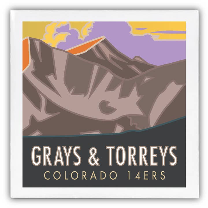 Grays and Torreys Peaks, Colorado - Colorado 14er - 4.25" x 4.25" Ceramic Coaster for wholesale by M&W Design Co - Travel Posters