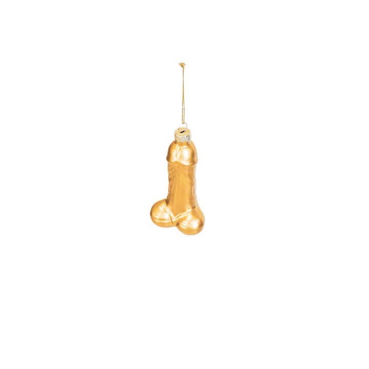 Housevitamin bv - Wholesale Ornament - HV Golden Penis Xmas Hanger- Glass-3,5x6x10,5 cm