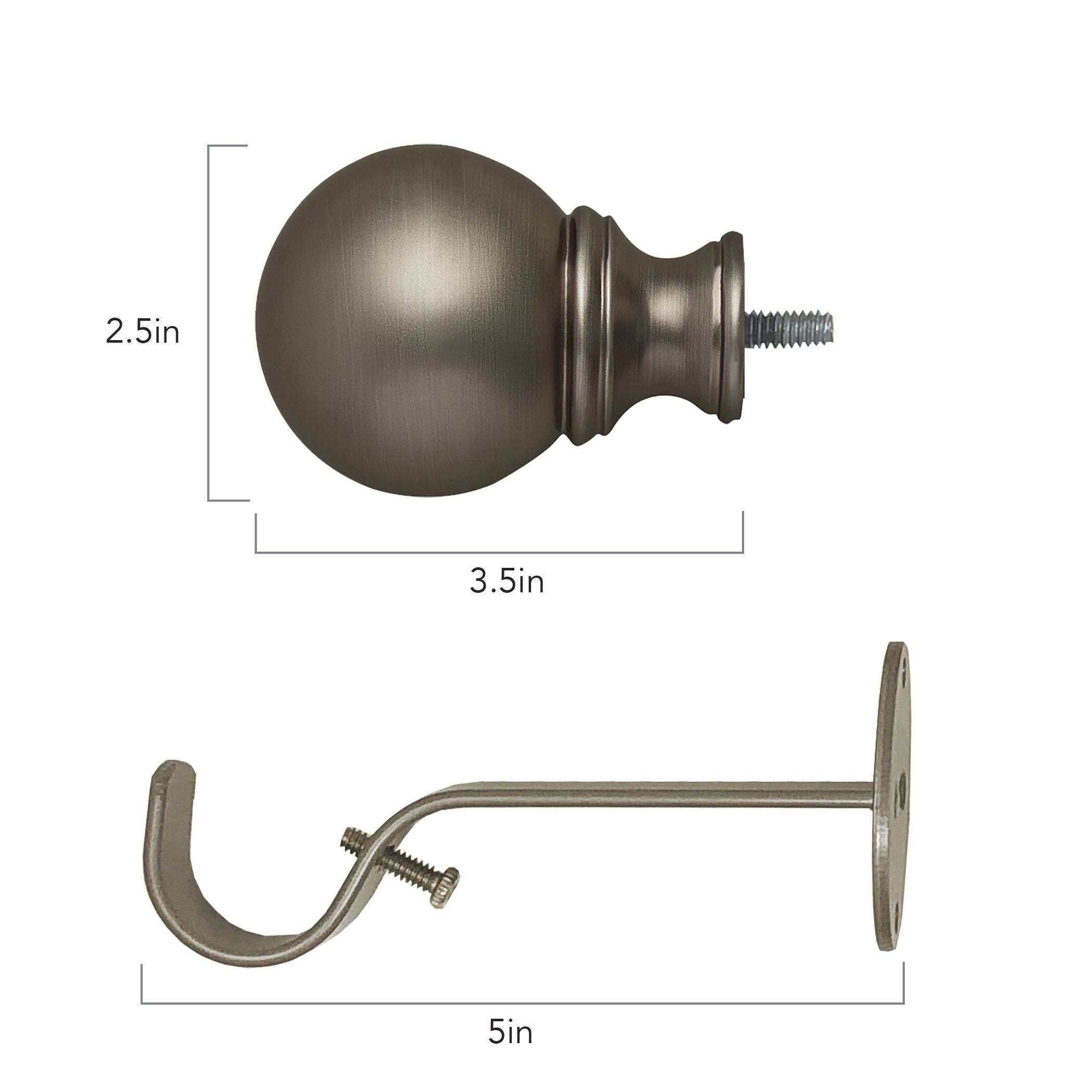 Threadmade Home - Wholesale Curtain Rod - Cordelia 1" Window Drapery Single Curtain Rod with Globe Ball Finial2