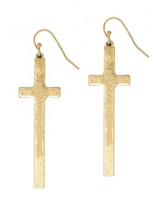 ( WX1031 ) ORECCHINO LUNGO A CROCE IN METALLO per la vendita all'ingrosso da parte di Jewelry Max