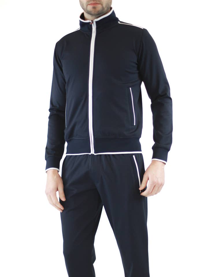 Marinblå och vit Jogger Top för wholesale av Luchiano Visconti