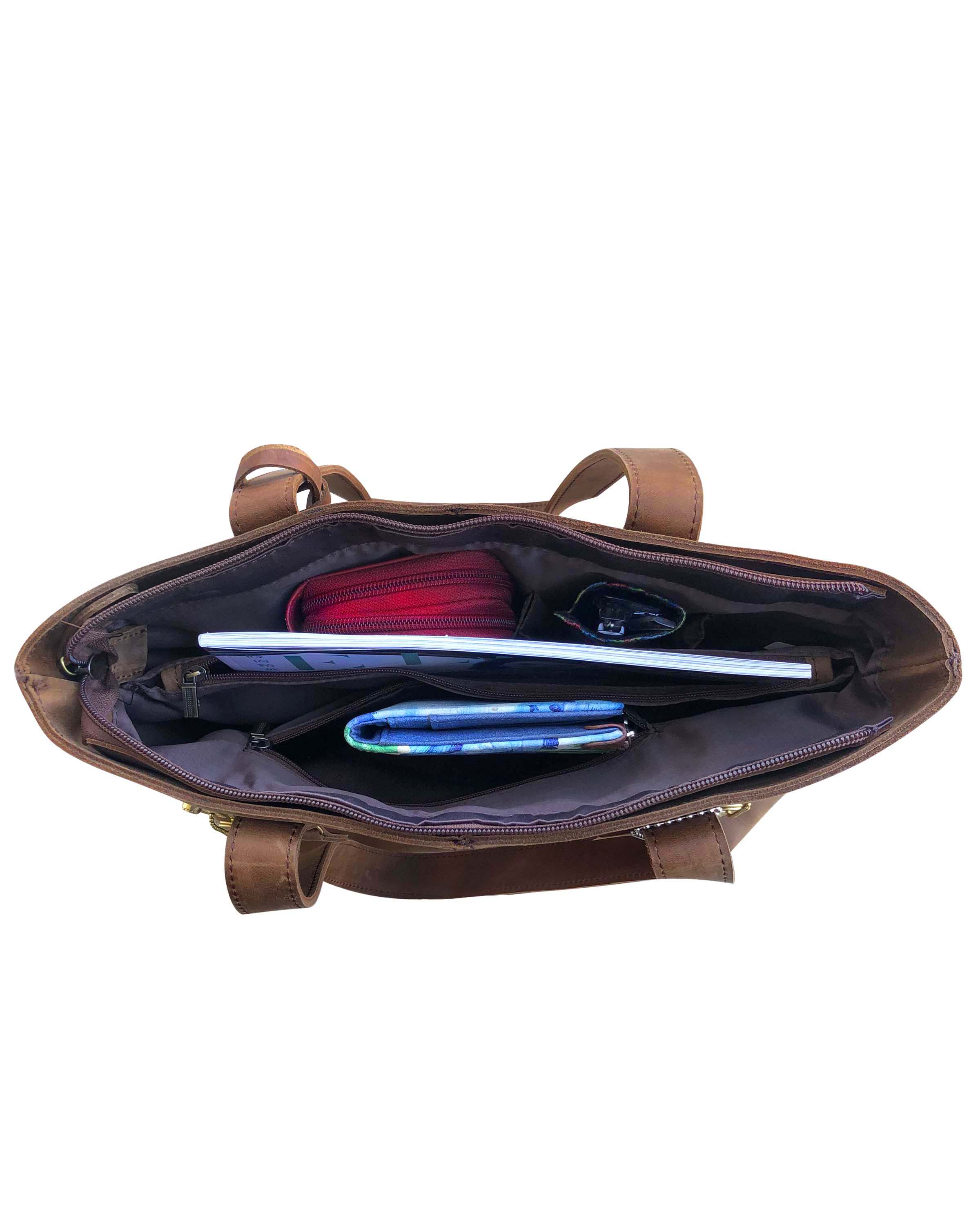 Roma Leathers, Inc. - Wholesale Tote Bag - Women's -  Vintage cowhide leather tote shoulder bag 3