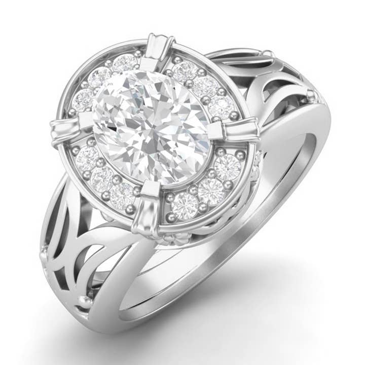 Bague de fiançailles en argent sterling 925 avec moissanite ovale de 8x6 mm pour la vente par Star Joya