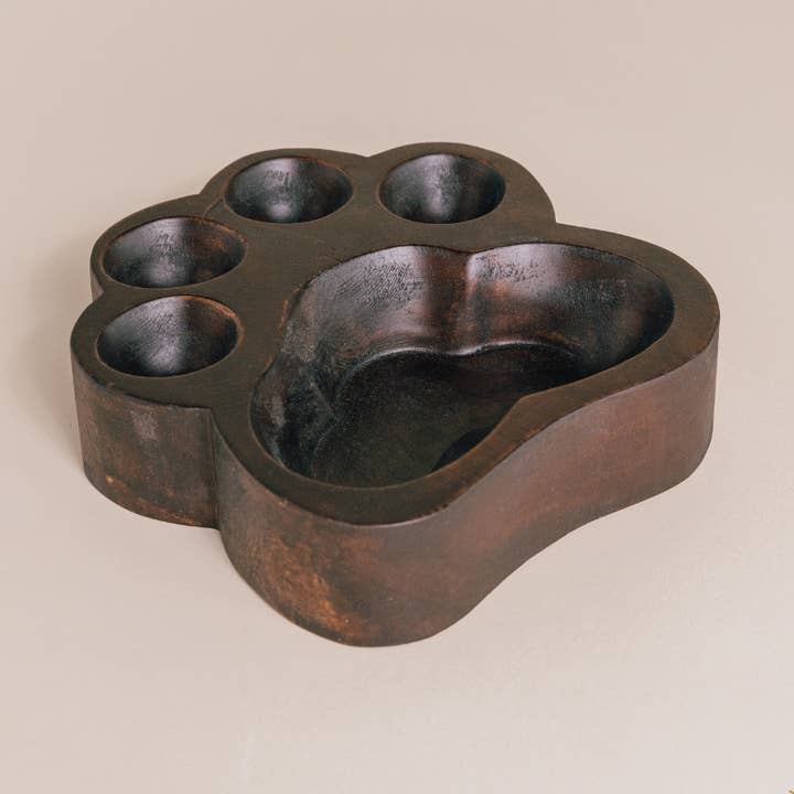 Acacia Wood | Paw Print Bowl - Brown for wholesale by Hive and Honey Candle Supply