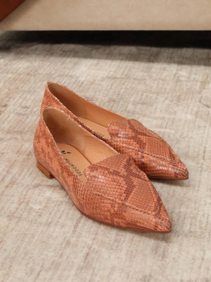 Square Ballet Flat - Tan Python for wholesale on Faire1
