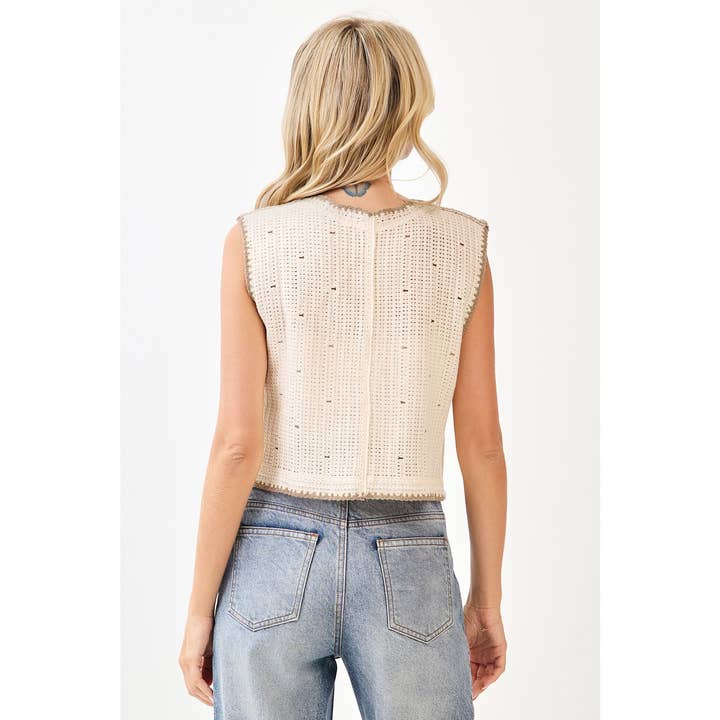 mittoshop - Wholesale Sweater Vest - Women's - FLORAL EMBROIDERY SLEEVELESS VEST CROCHET TOP10