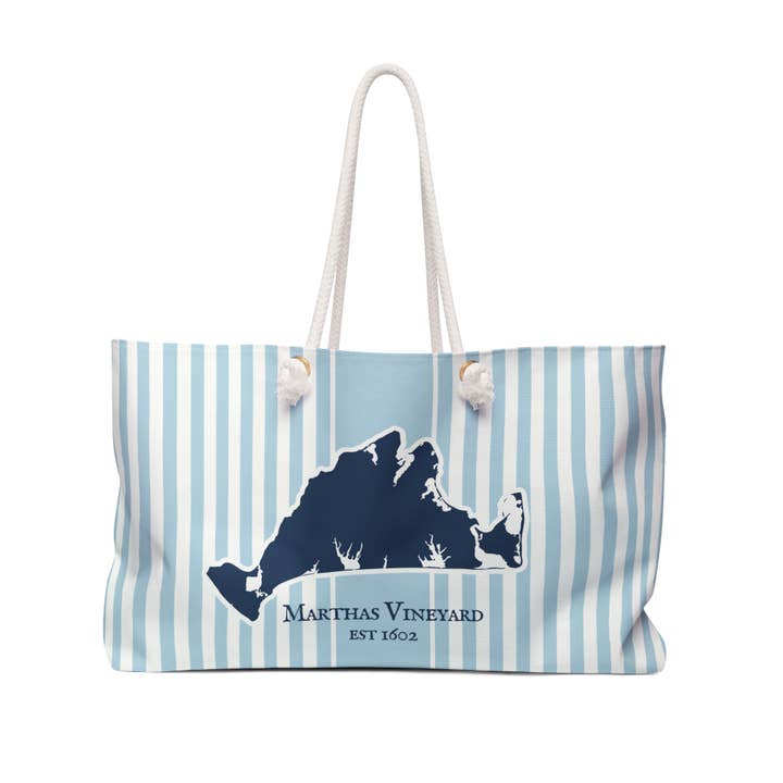Martha's Vineyard Map Striped, Beach Tote bag, Rope handles for wholesale by Lyn Roma