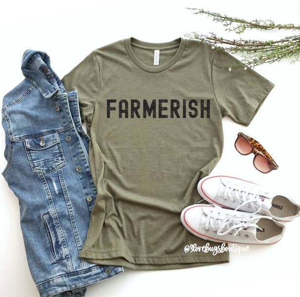3lovebugsboutique - Wholesale Screen Printed T-Shirt - Women's - Farmerish Shirt,Farm Graphic T-Shirt(Farmer/Shop Local)2