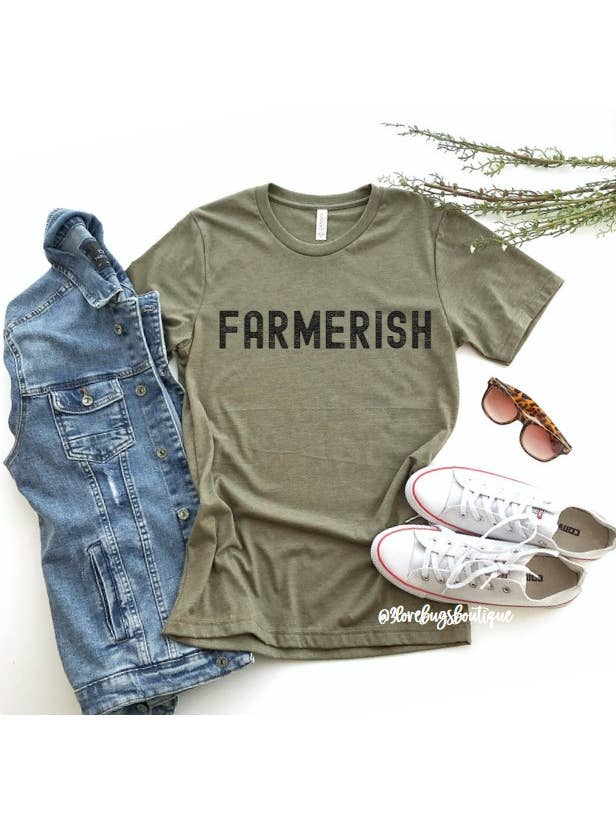 3lovebugsboutique - Wholesale Screen Printed T-Shirt - Women's - Farmerish Shirt,Farm Graphic T-Shirt(Farmer/Shop Local)2