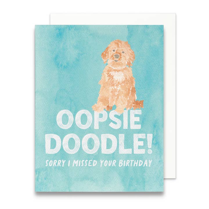 Gert & Co - Wholesale Birthday Card - Belated Birthday Goldendoodle Greeting Card | Oopsie Doodle
