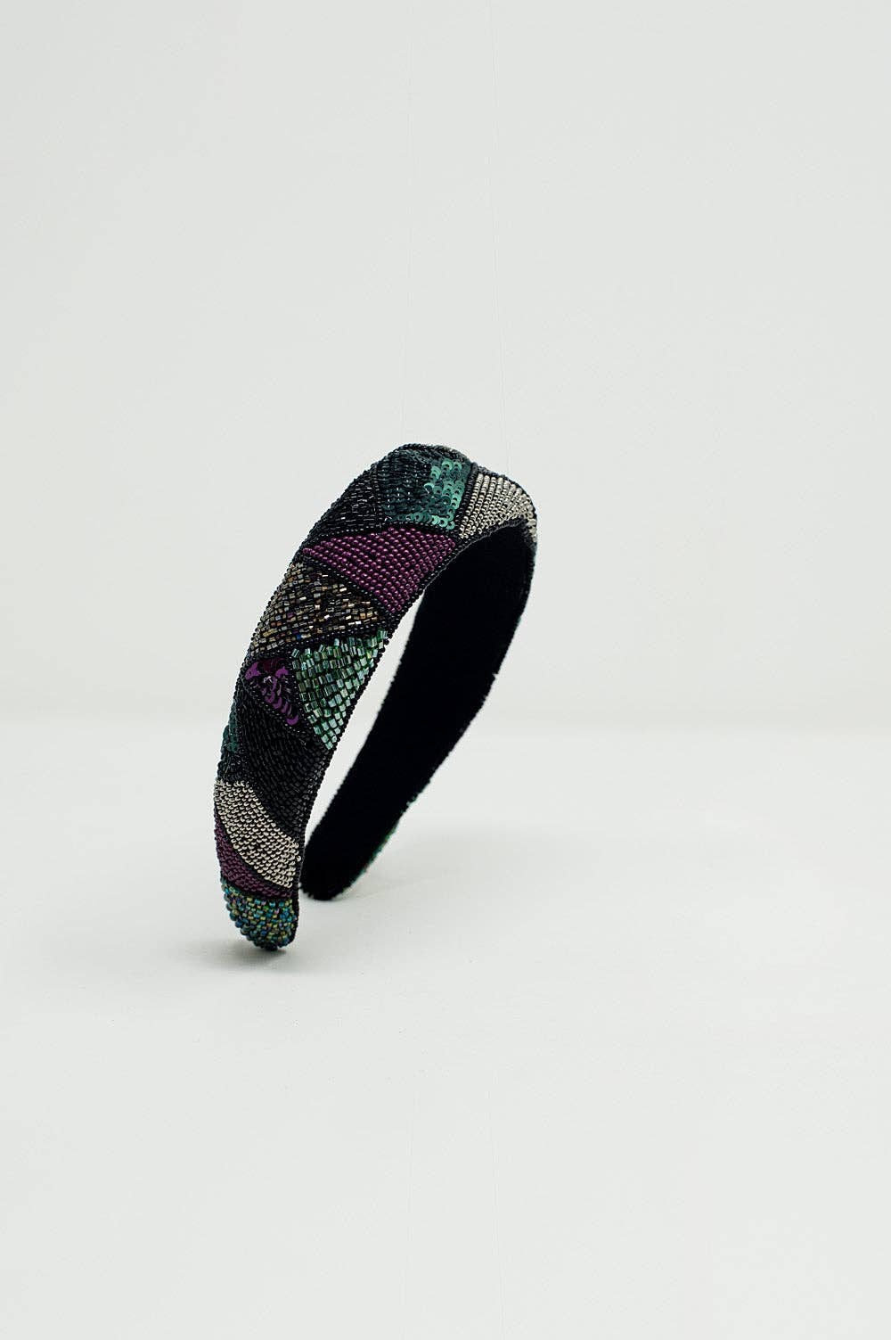 Black Thick Embroidered Headband in Cool Colors for wholesale on Faire