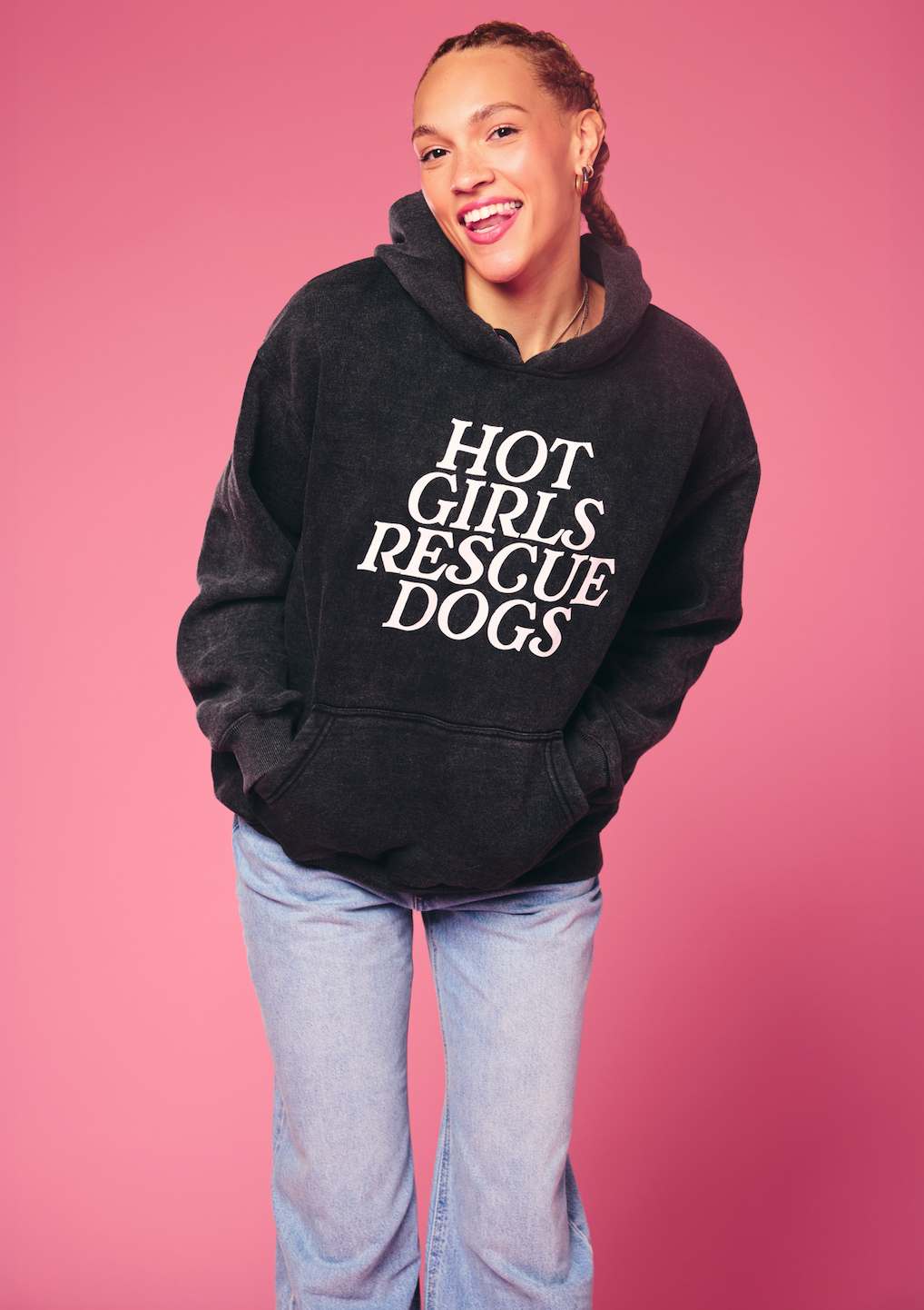 Black Beauty Hot Girls Rescue Dogs Hoodie for wholesale on Faire2