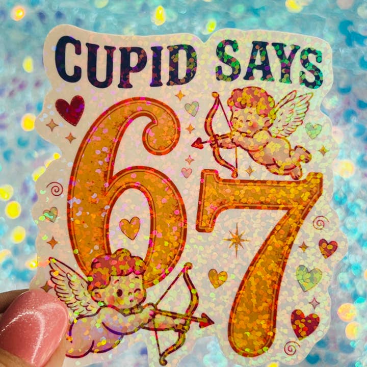 WS Cupid Dit 67 Autocollant Holographique Rétro Meme pour la vente par FatedFiction