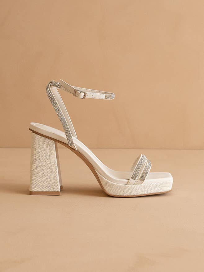 The Suva White | Rhinestone and Reptile Print Strappy for wholesale on Faire