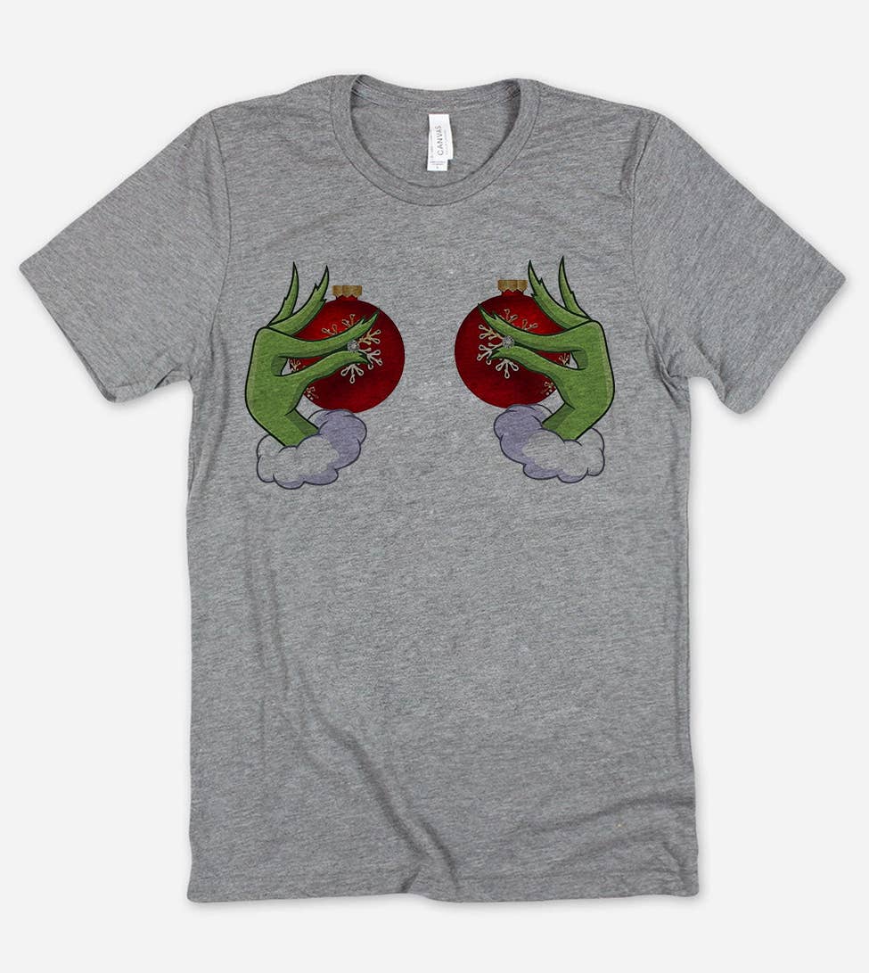 House Of Rodan - Wholesale T-Shirt (Graphic) - Women's - Grinch Boobs Ornament Balls - Christmas T-shirt1
