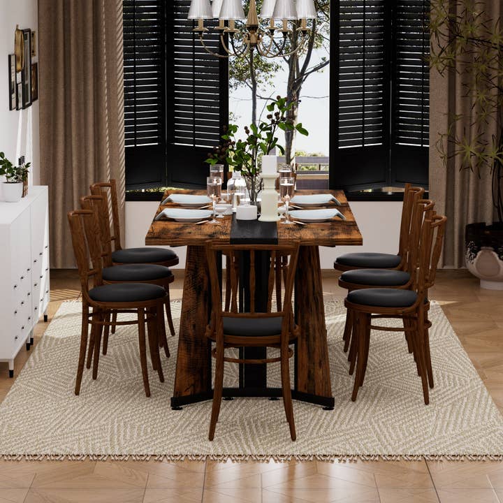 39F Inc. - Wholesale Side Table - Rustic Brown 8-Person Dining Table Adjustable Legs 70.9''5