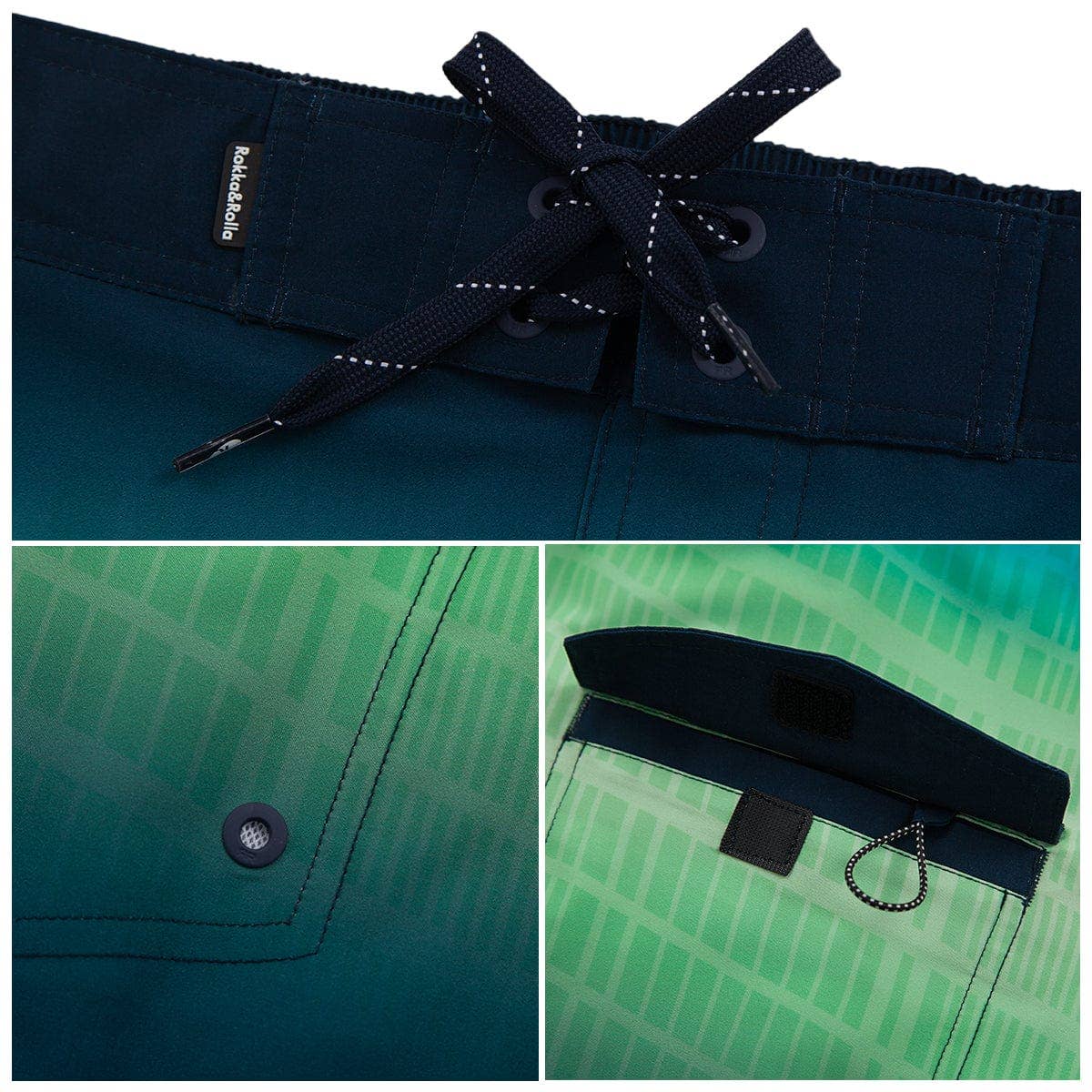 Rokka & Rolla - Wholesale Swim Shorts - Men's - Men's 9" Half Elastic Waist Board Swim Shorts Swimwear25