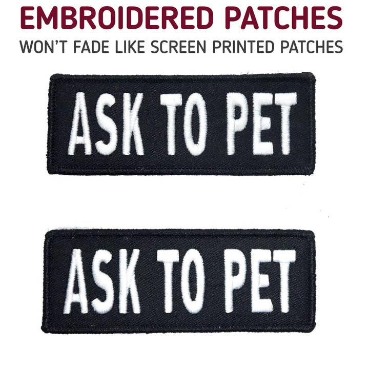 Leash Boss - Wholesale Patch - Embroidered "Ask to Pet" Dog Patches with Hook/Loop