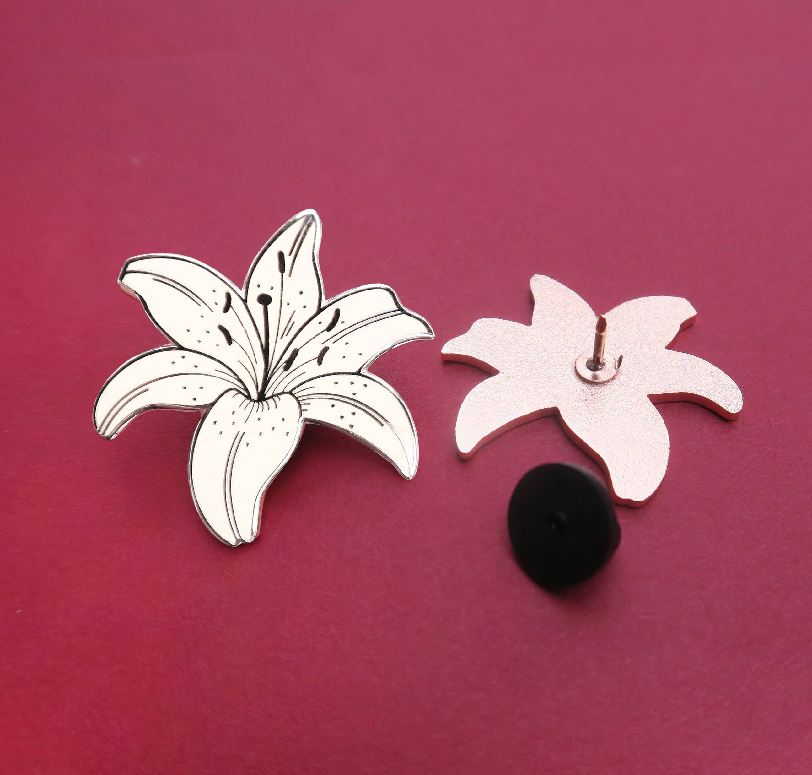 Arlo Goods - Wholesale Lapel Pin/Button - White Lily Enamel Pin1