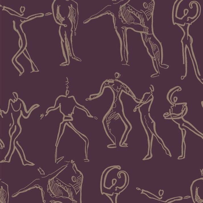 Dancers Wallpaper - Berry for wholesale by Sharon Jane Studio