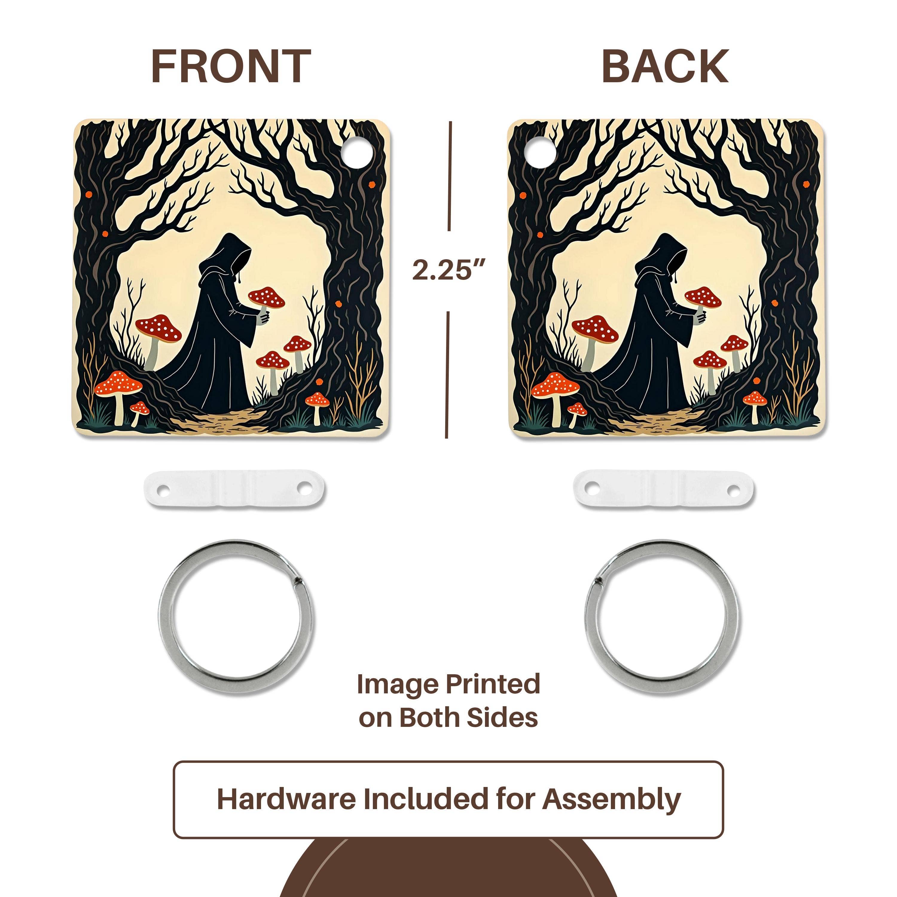 3dRose - Vendita all'ingrosso Portachiavi - Unisex - 3dRose, Un Cercatore Incappucciato che Raccoglie Funghi, Portachiavi4