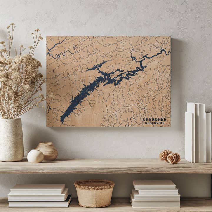 Cherokee Reservoir Tennessee Custom Lake Map for wholesale by Benoit's Design Co.