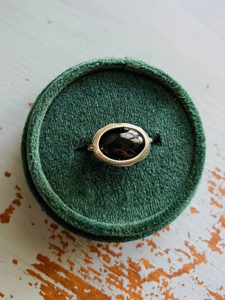 Dark Green Tourmaline Twig Band Ring by Peacesofindigo for wholesale by Peaces of Indigo