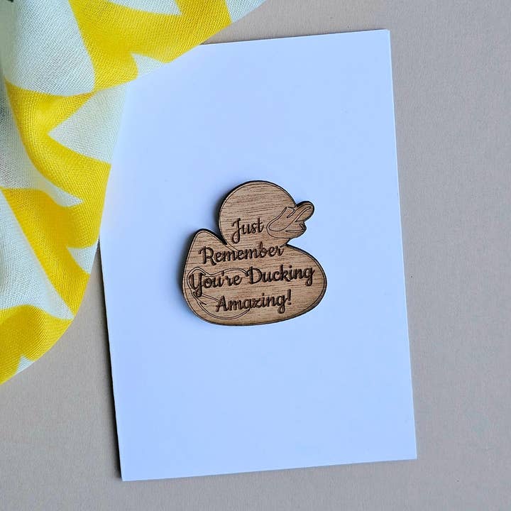 'You're Ducking Amazing!' Wooden Token and Card for wholesale by Nest