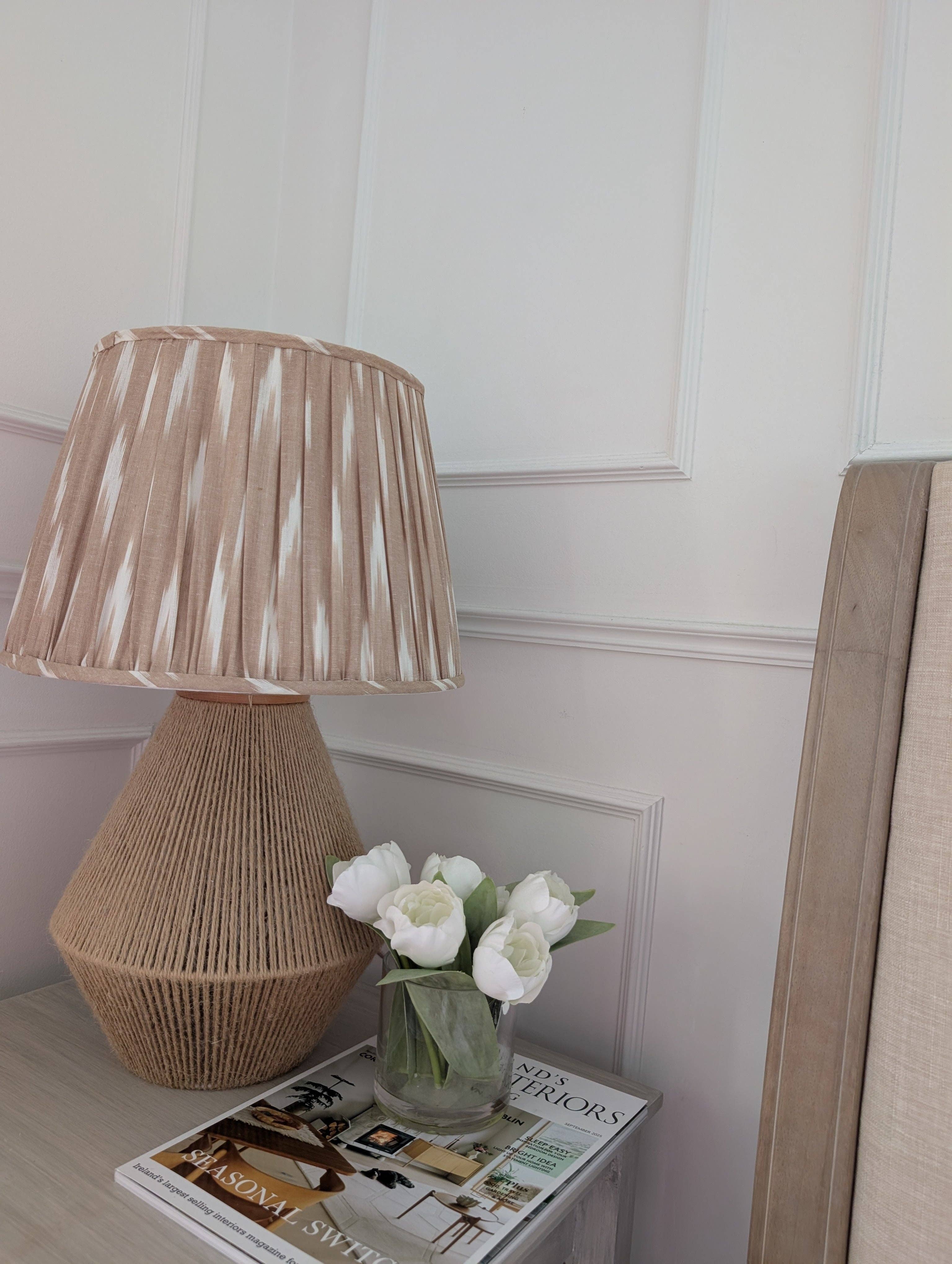 LNH EDIT - Wholesale Lamp Shade - Beige Ikat Pleated Lampshade10