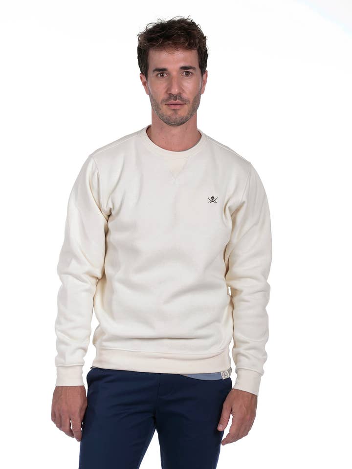 Men's Box Sweatshirt The Time Of Bocha QI1SROUND-BEIGE for wholesale by The Time of Bocha