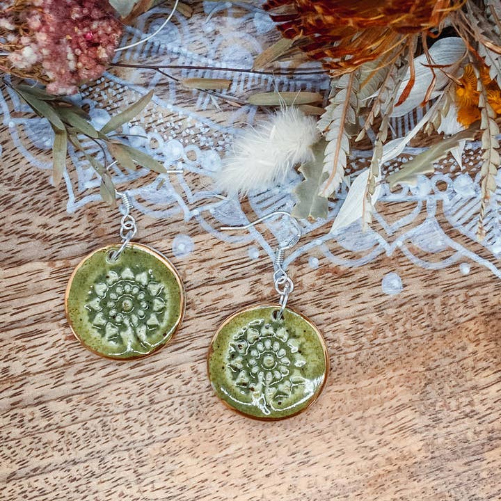 Wolf and Clay Pty Ltd - Wholesale Dangle Earrings - Viola - Porcelain Earrings with Gold finish