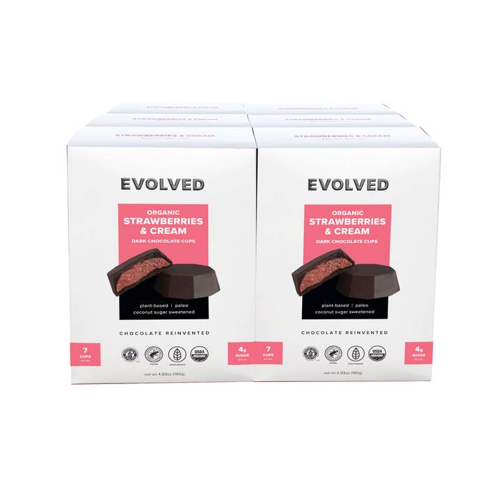Strawberries & Cream Cups - Case of 6 Boxes for wholesale by EVOLVED Chocolate