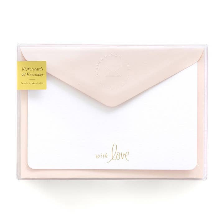 Gold Foiled Boxed Notecards with Blush Embossed Envelope for wholesale by GALINA DIXON