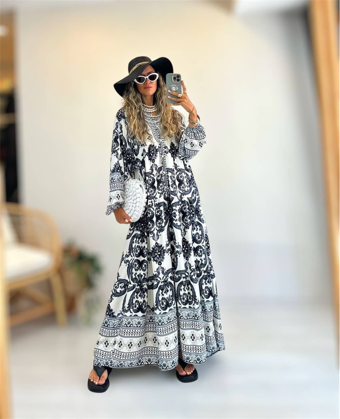 FAME GREECE - Vente Robe – femme - Robe Maxi Vintage en Viscose F-3331