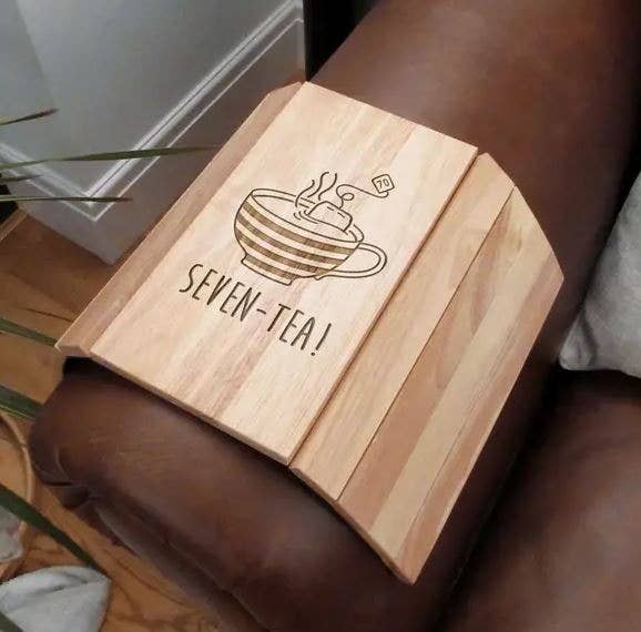 eBuyGB Craft Blanks – wholesale Decorative tray – Wooden Flexible Sofa Tray Engraved Seven-Tea Striped Teacup1