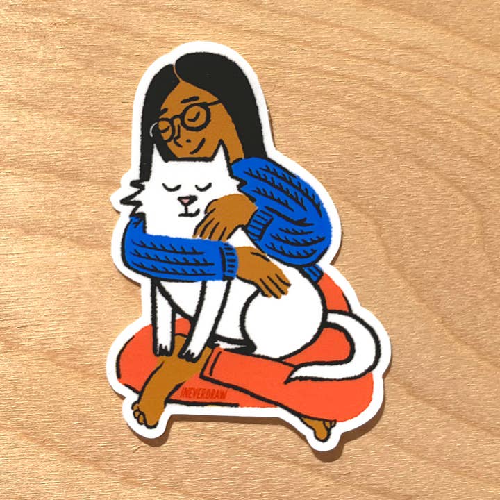 Pegatina gato abrazo para venta al por mayor de I NEVER DRAW