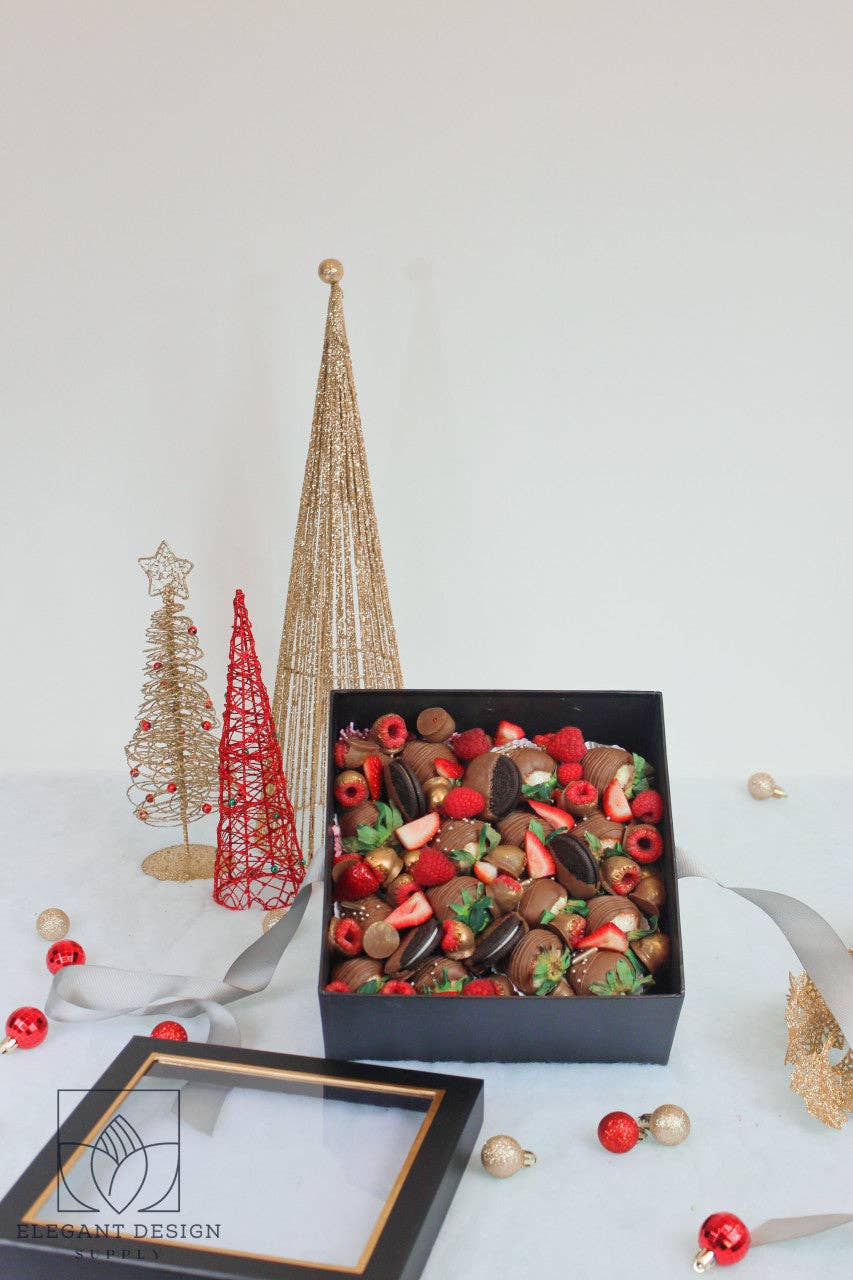 Elegant Design Supply – Caixa de presente por atacado – Caixa de Presente Quadrada com Tampa Transparente e Fita - Várias Cores - Para Arranjos de Flores/ Presentes / Morangos com Chocolate de Luxo33