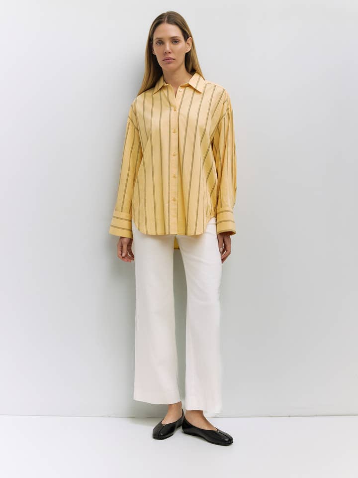 The Erica Top | Striped Button-Down Shirt for wholesale by All Row