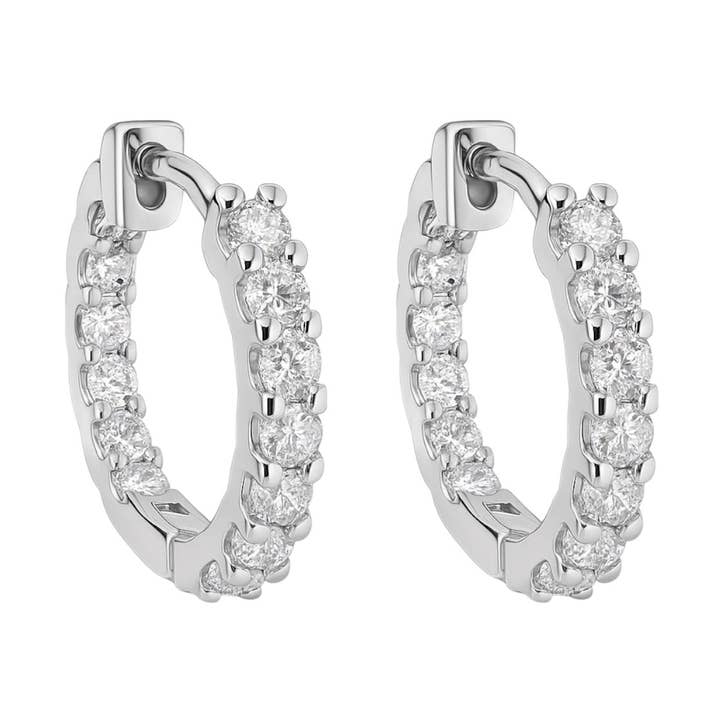 Creolen aus Sterlingsilber mit kleinen Zirkonia innen und außen. für den Großhandel von Atlanta Jewelers Supply