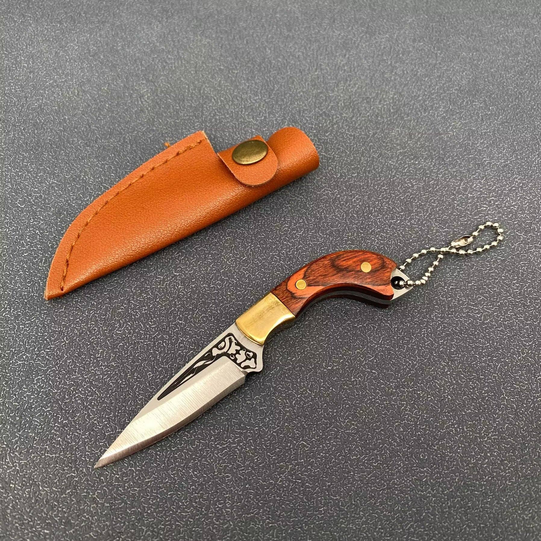 Mio Queena – Großhandel Taschenmesser/Halter – Tragbares Mini-Messer aus Edelstahl mit Holzgriff und Schutzhülle1