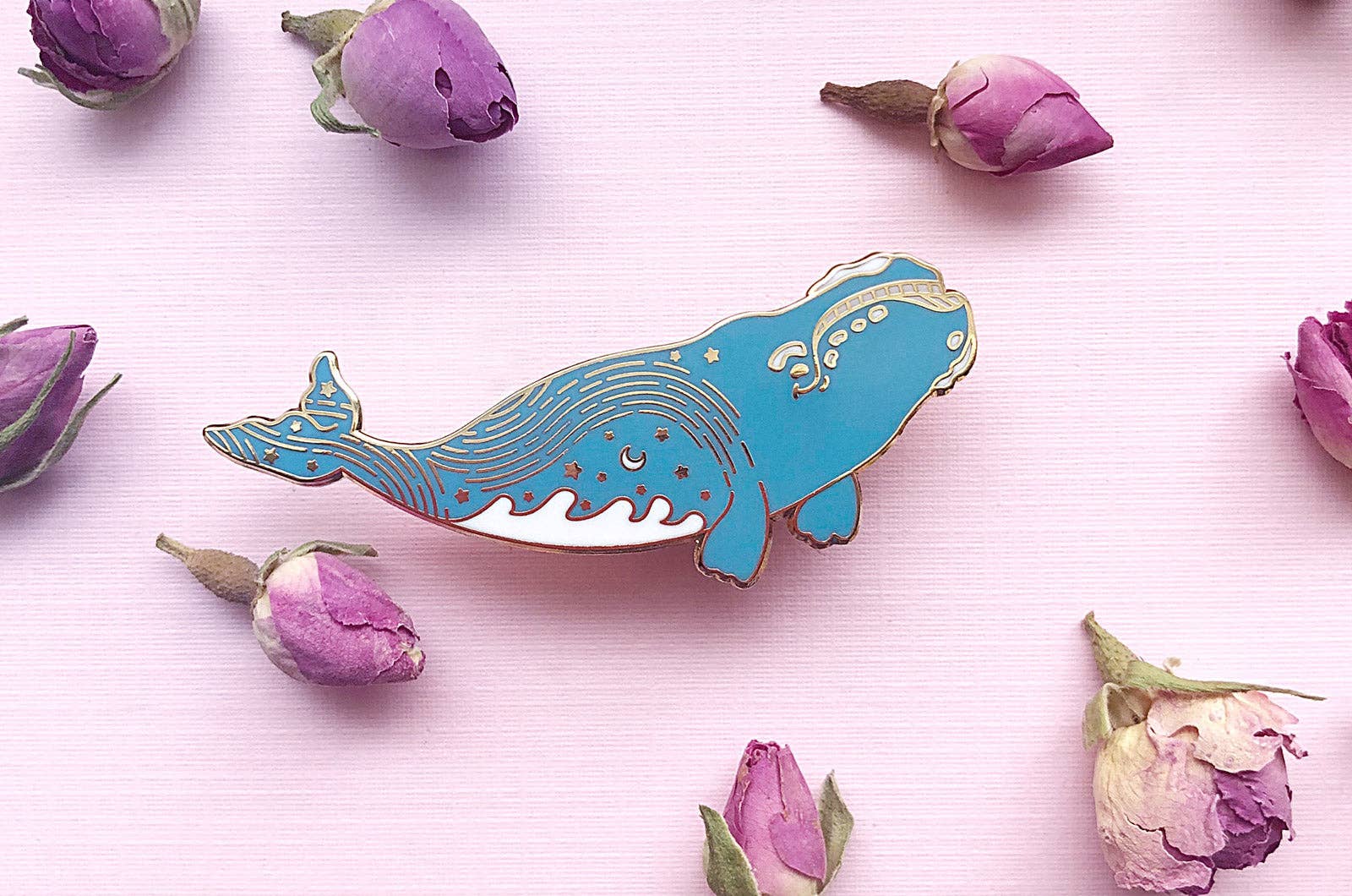 Alum and Ink - Wholesale Lapel Pin/Button - Star Trails Right Whale (Pathways Through the Stars) Pin3