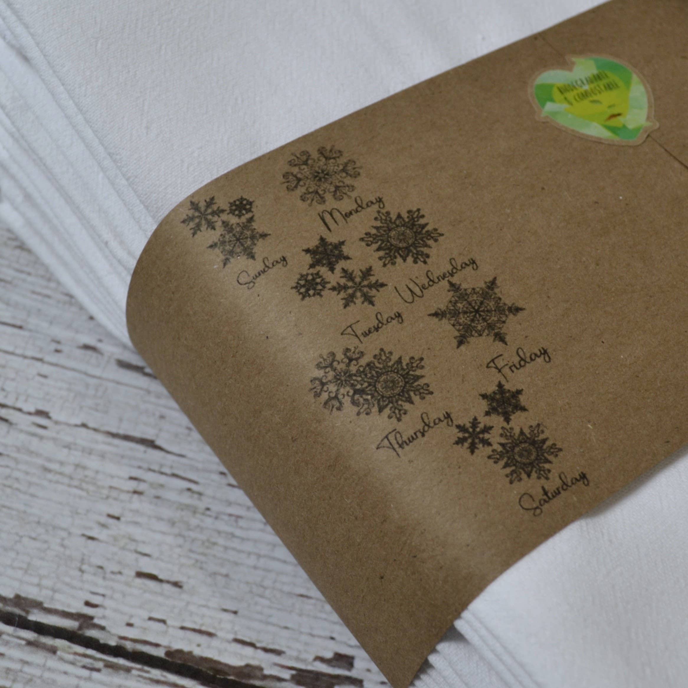 SewMuchMoreStore - Wholesale Tea Towel - Embroidered Day of the Week Towels - Snowflakes, 7 Pack10